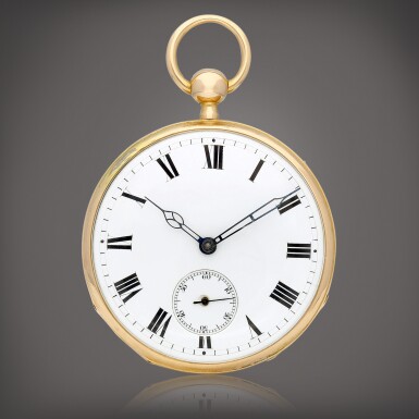 View full screen - View 1 of Lot 8835. A yellow gold open face watch with quarter repeating and enamel dial. Circa 1780 | 瑞士製 | 黃金二問懷錶,備琺瑯錶盤,約1780年製.