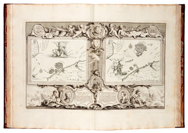 View full screen - View 1 of Lot 66. John Pine | The tapestry hangings of the House of Lords: Representing the… engagements between the English and Spanish fleets. London, 1739.