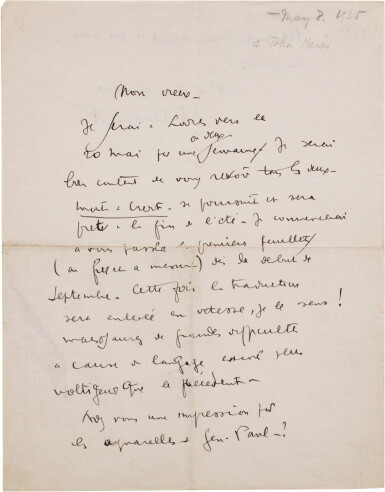 View full screen - View 1 of Lot 105. 2 lettres autographes signées, dont une en anglais, à propos de Mort à Crédit et des Entretiens.