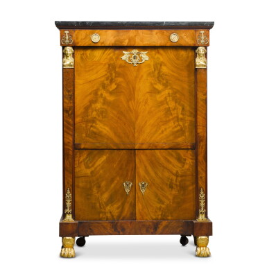 View full screen - View 1 of Lot 59. An Empire gilt-bronze mounted mahogany secrétaire à abattant, early 19th century.