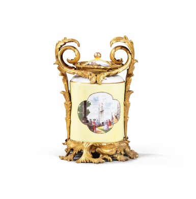 View full screen - View 1 of Lot 30. A gilt-bronze mounted Meissen porcelain covered pot, the porcelain circa 1745, the mounts 19th century .