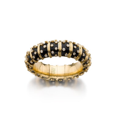 View full screen - View 1 of Lot 829. Enamel and diamond bracelet.