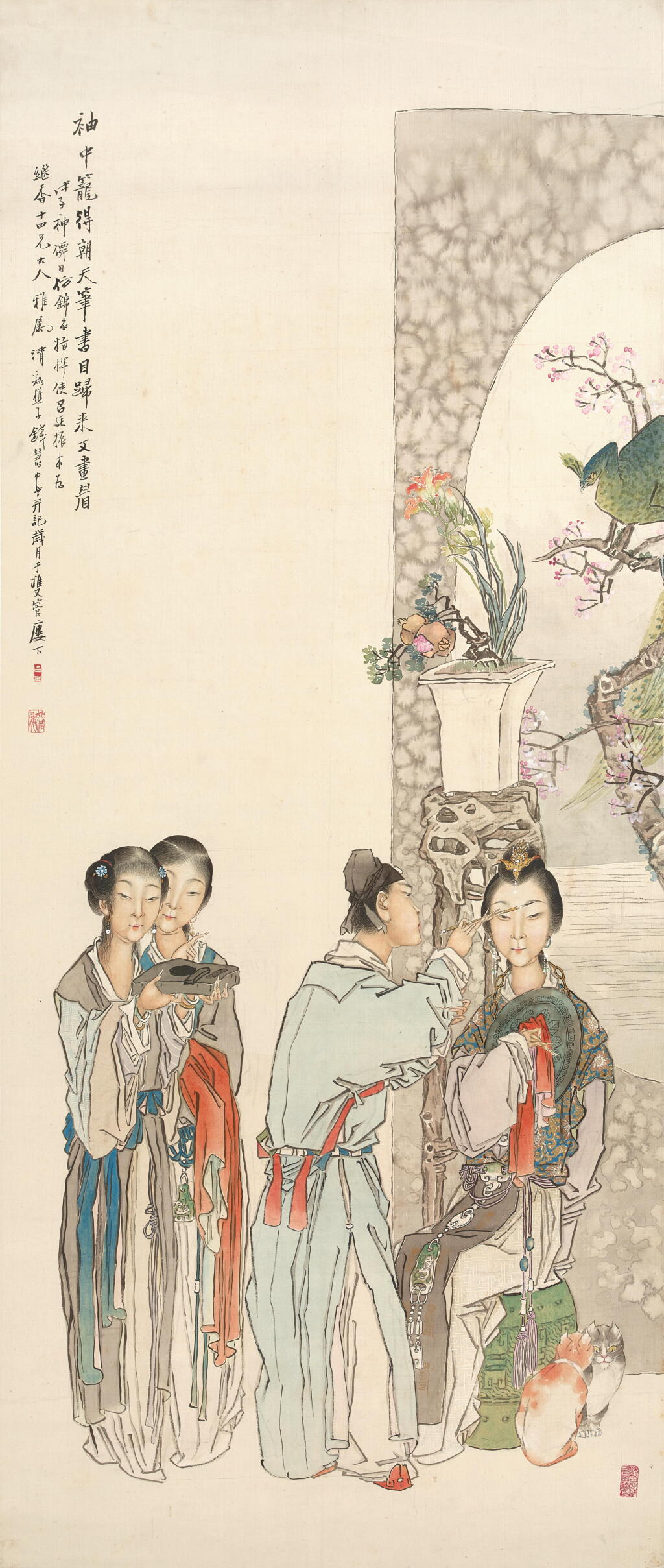 View full screen - View 1 of Lot 2661. 錢慧安 畫眉圖 | Qian Hui'an, Drawing Wife's Eyebrows.
