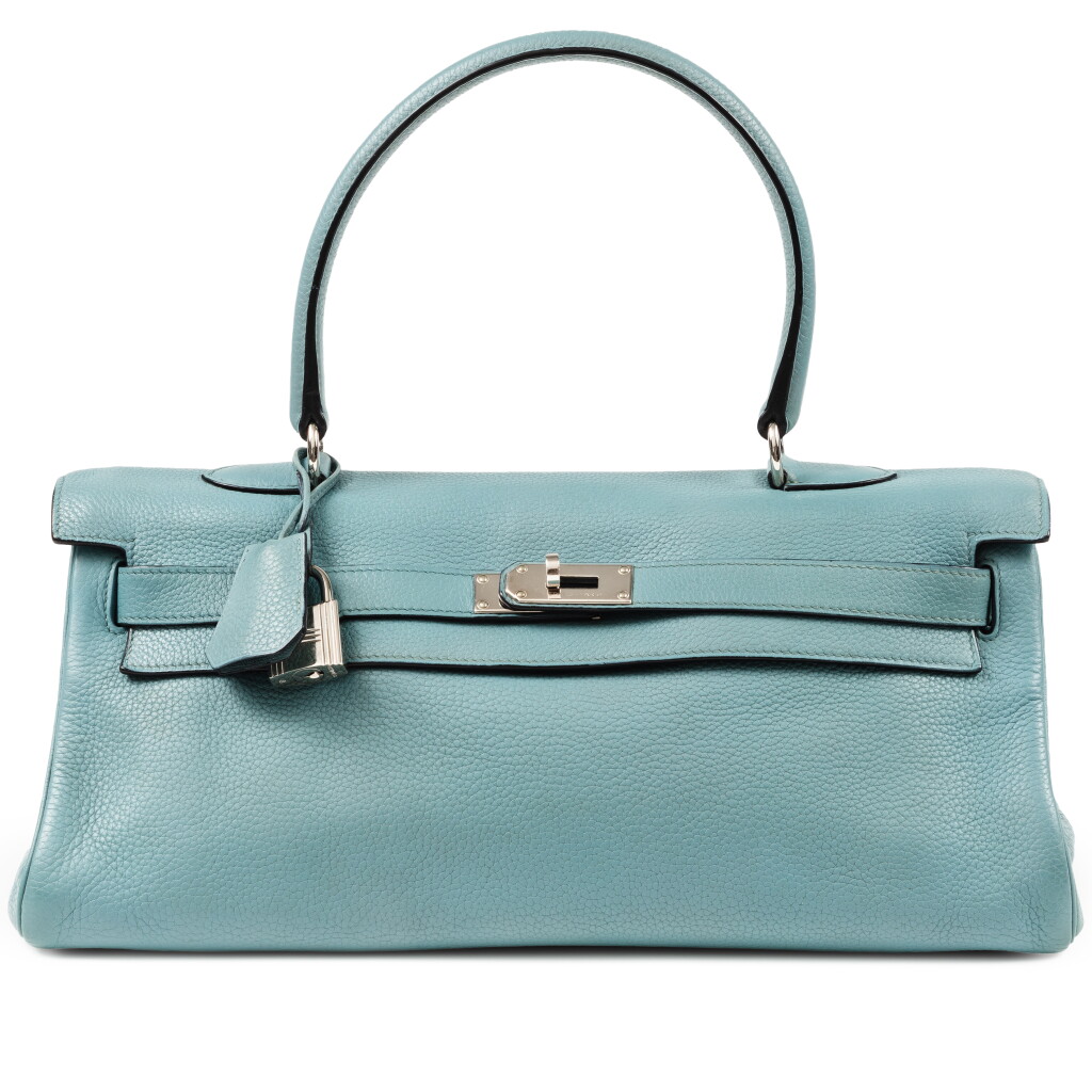 View full screen - View 1 of Lot 412. Bleu Ciel Clémence JPG Shoulder Kelly 42 Palladium Hardware, 2009.