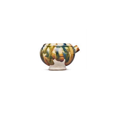View full screen - View 1 of Lot 287. A small sancai-glazed pottery ewer, Tang dynasty | 唐 三彩小壺.