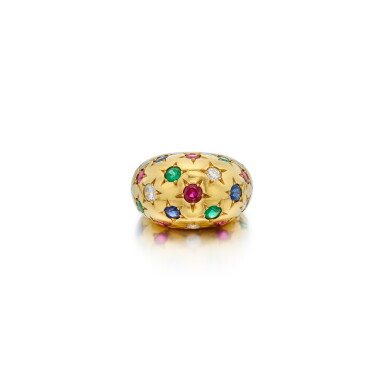 View full screen - View 1 of Lot 207. Gold, Gem-Set and Diamond Ring, France.