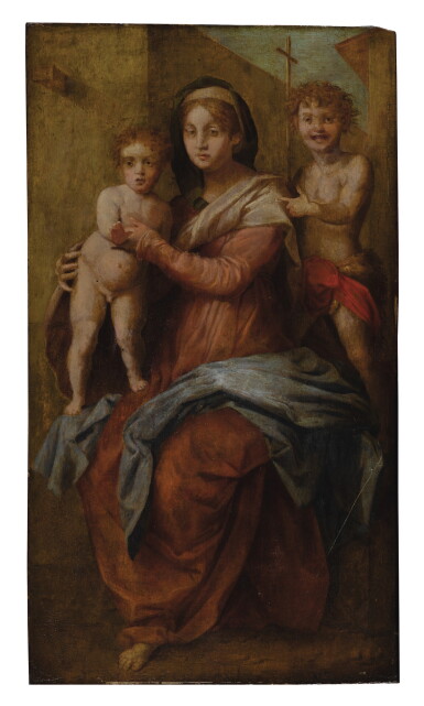 View full screen - View 1 of Lot 10. MANNER OF ANDREA DEL SARTO | MADONNA AND CHILD WITH SAINT JOHN THE BAPTIST AS A CHILD.