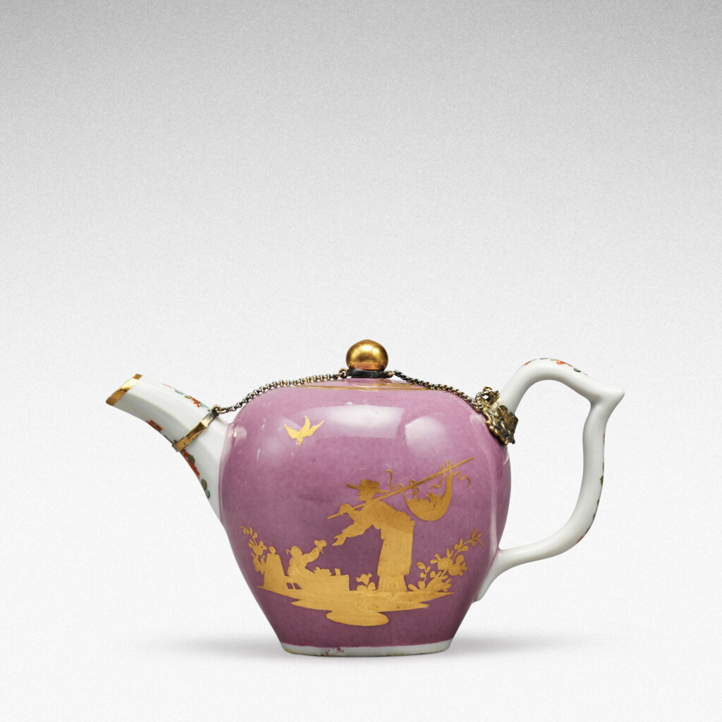 View full screen - View 1 of Lot 20. A Meissen powdered lilac-ground goldchinesen teapot and cover, Circa 1730-35.