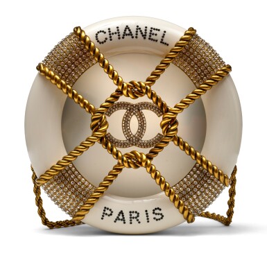 View full screen - View 1 of Lot 1361. White Strass and Resin Nautical Wheel Minaudière Bronze Hardware, 2018 Métiers D'art .