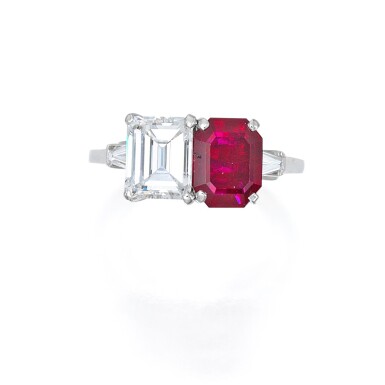 View full screen - View 1 of Lot 10. Ruby and Diamond Ring.