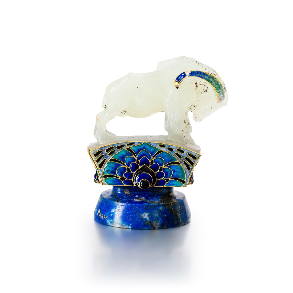 View full screen - View 1 of Lot 140. Jade, enamel, and lapis lazuli seal .