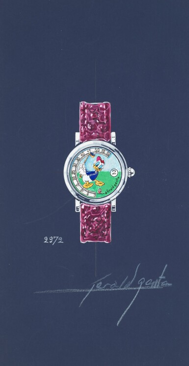 View full screen - View 1 of Lot 1004. An original prototype design of a Gerald Genta Fantasy wristwatch with accompanying NFT, Circa 1994.
