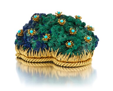 View full screen - View 1 of Lot 52. A Gold, Azurmalachite and Turquoise 'Sea Anemone' Paperweight, David Webb.