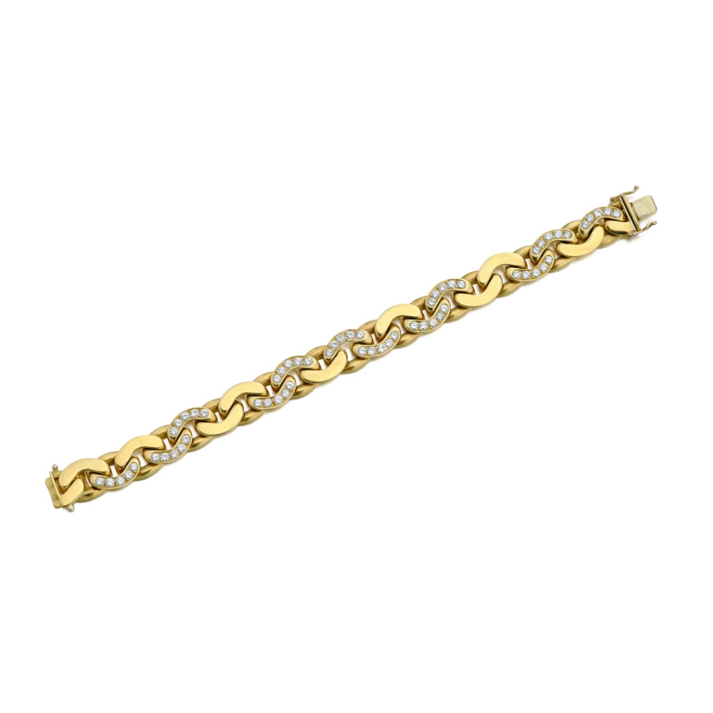 View full screen - View 1 of Lot 422. Gold and Diamond Bracelet.