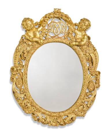 View full screen - View 1 of Lot 6. A William and Mary carved giltwood mirror, circa 1690.