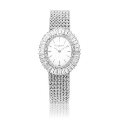 View full screen - View 1 of Lot 2198. A white gold and diamond-set bracelet watch, Made in 1971 | 江詩丹頓 | 白金鑲鑽石鏈帶腕錶,1971年製.