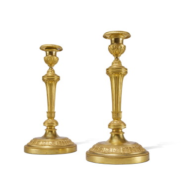 View full screen - View 1 of Lot 473. A Pair of Louis XVI Gilt-Bronze Candlesticks, Circa 1780 .