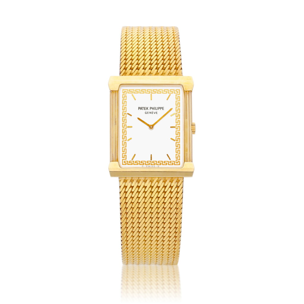 View full screen - View 1 of Lot 2204. Les Grecques, Reference 3775 | A yellow gold bracelet watch, Circa 1985 | 百達翡麗 | Les Grecques 型號3775 | 黃金鏈帶腕錶,約1985年製.