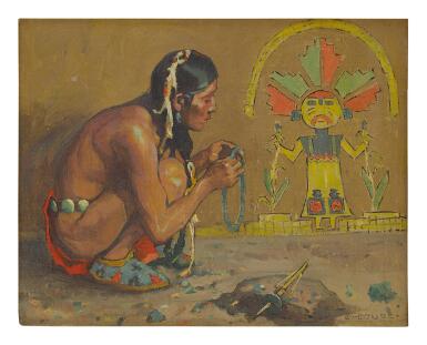 View full screen - View 1 of Lot 67. EANGER IRVING COUSE | TURQUOISE BEAD MAKER.