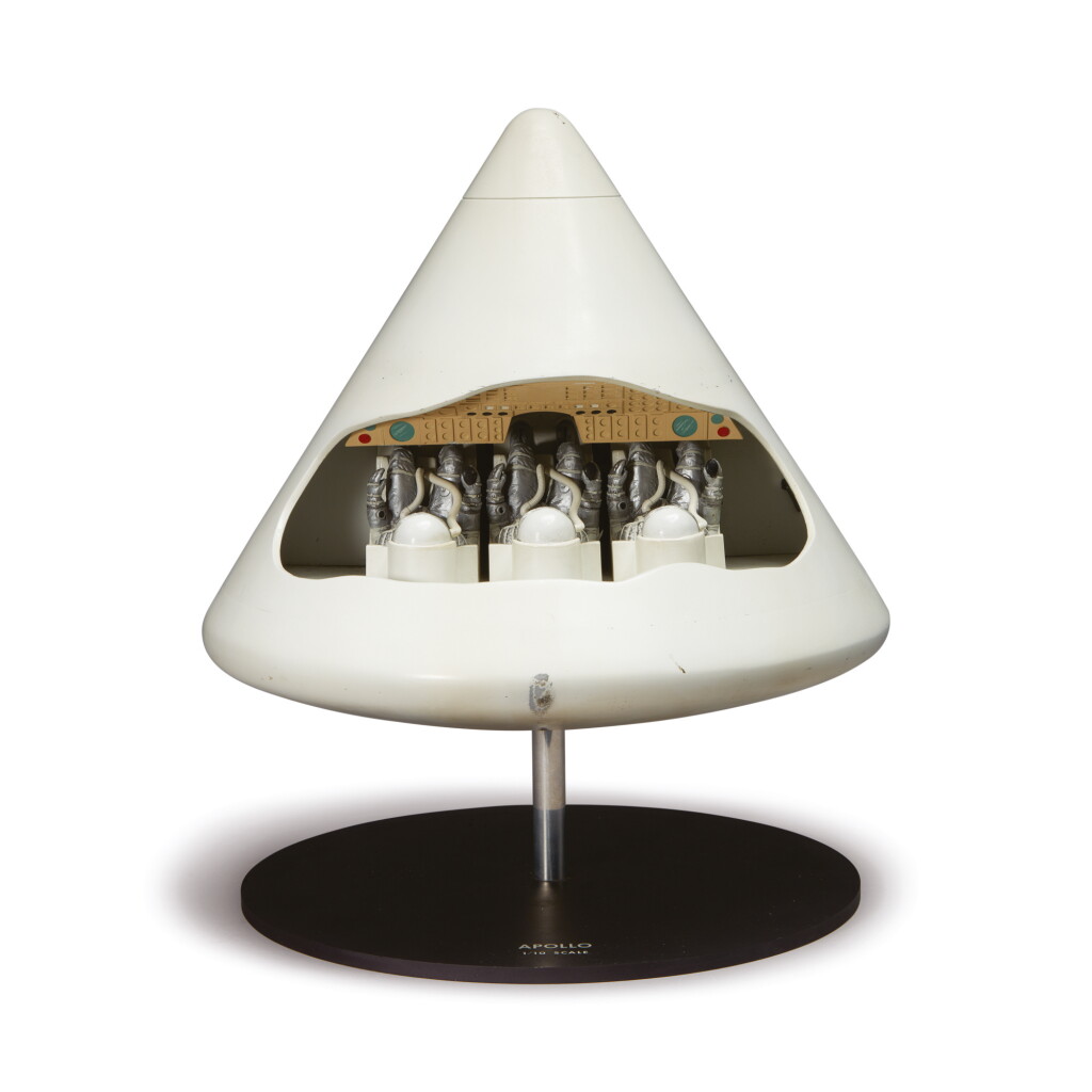 View full screen - View 1 of Lot 20. LARGE SCALE APOLLO CAPSULE MODEL IN ORIGINAL BOX, MANUFACTURED FOR NASA, CA 1962.