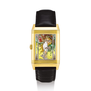 View full screen - View 1 of Lot 2254. JAEGER-LECOULTRE | REVERSO "FOUR SEASONS", REFERENCE 276.1.62 A LIMITED EDITION YELLOW GOLD REVERSIBLE WRISTWATCH WITH ENAMEL DIAL AND PAINTED ENAMEL PORTRAIT, CIRCA 1996 " | 積家 | Reverso 四季之春 型號276.1.62 限量版黃金可翻轉腕錶,備琺瑯錶盤及彩繪琺瑯肖像,錶殼編號1912000及25/25,約1996年製".