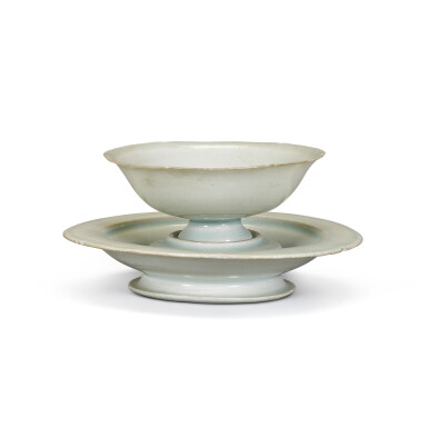View full screen - View 1 of Lot 46. A Qingbai cup and stand, Southern Song dynasty | 南宋 青白釉盞及盞托.