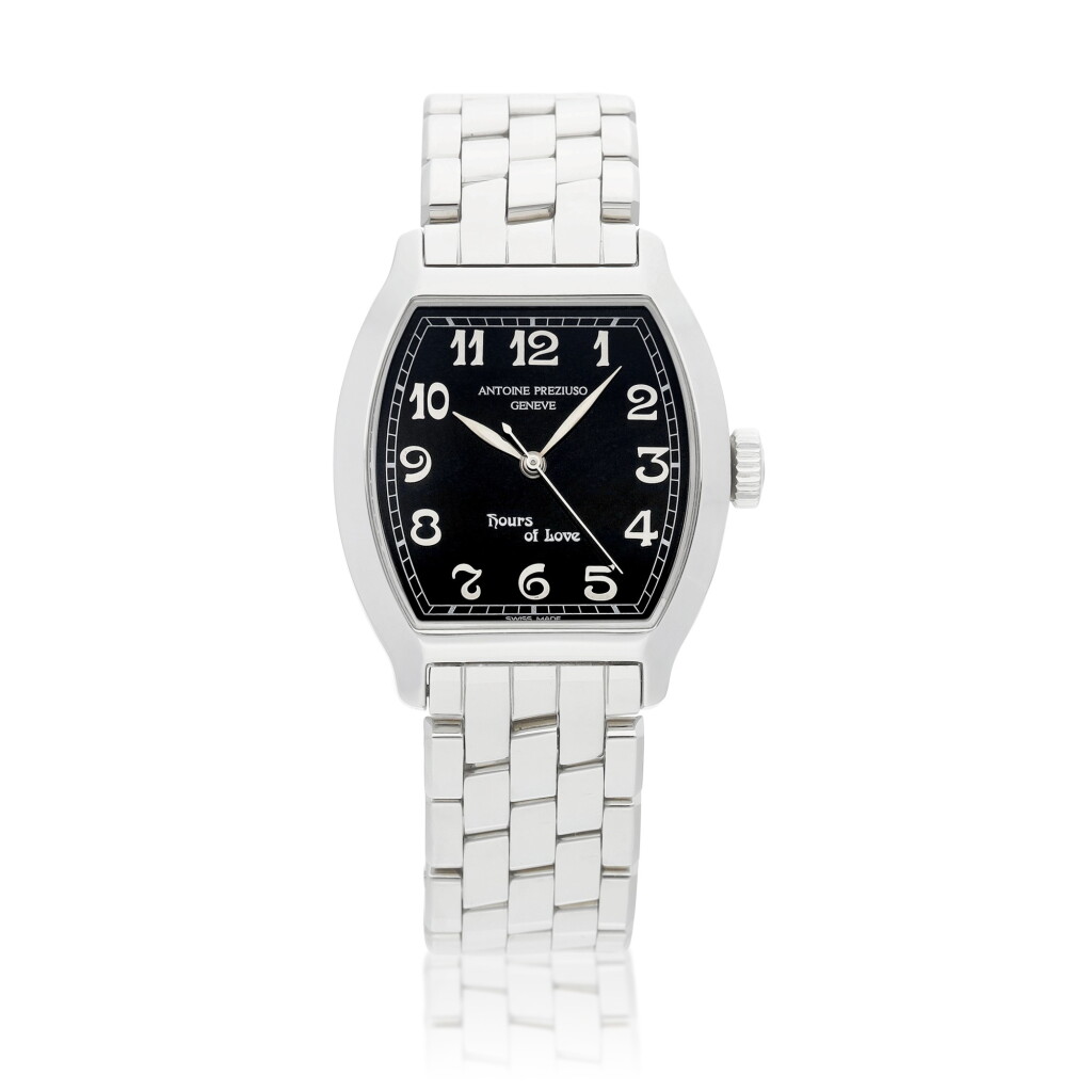 View full screen - View 1 of Lot 8088. Hours of Love | A limited edition stainless steel wristwatch with concealed erotic automaton and bracelet, Circa 2000 | Hours of Love | 限量版精鋼鏈帶腕錶,備隱藏式春宮活動人偶,約2000年製.
