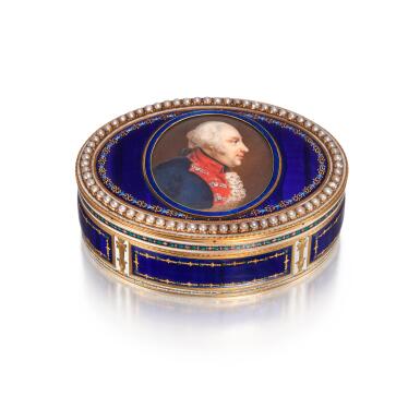 View full screen - View 1 of Lot 347. A Pearl-Set Gold, Enamel and Ivory Boite-à-Miniature, Jean George Rémond, Geneva, Circa 1785.
