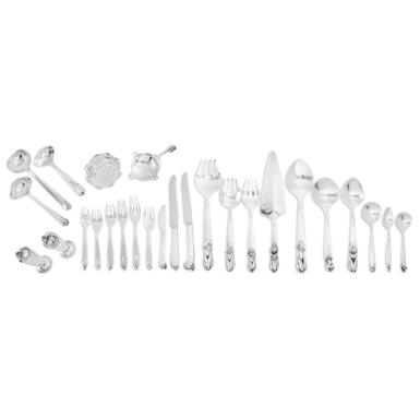 View full screen - View 1 of Lot 184. An American Silver Jack-in-the-Pulpit Pattern Flatware Service, Peer Smed and Lona P. Schaeffer, Brooklyn, NY, Circa 1930.