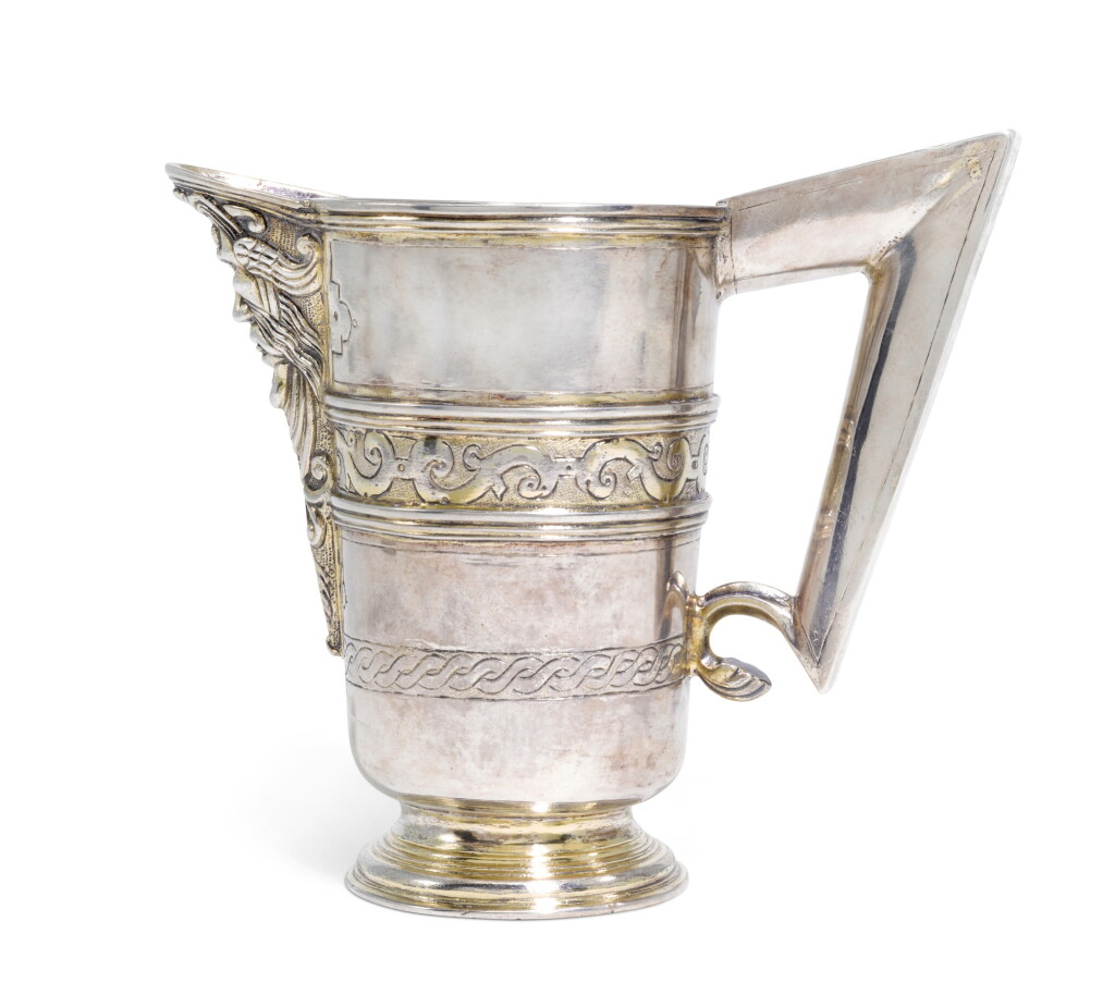 View full screen - View 1 of Lot 134. A Spanish parcel-gilt silver ewer, circa 1600 | Aiguière casque en argent et vermeil, non poinçonnée, Espagne vers 1600.