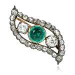 Emerald and diamond brooch, late 18th century