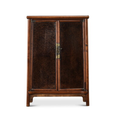 View full screen - View 1 of Lot 487. A nanmu and burlwood round-corner cabinet, Qing dynasty 清 楠木癭木門圓角櫃.