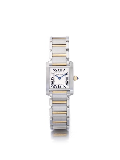 View full screen - View 1 of Lot 10. CARTIER | TANK FRANCAISE REF 2384, A LADY'S STAINLESS STEEL AND YELLOW GOLD WRISTWATCH WITH BRACELET CIRCA 2005.