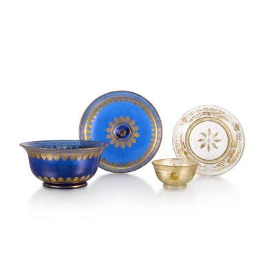 View full screen - View 1 of Lot 118. A pair of Mughal glass bowls and dishes, India, late 18th century.