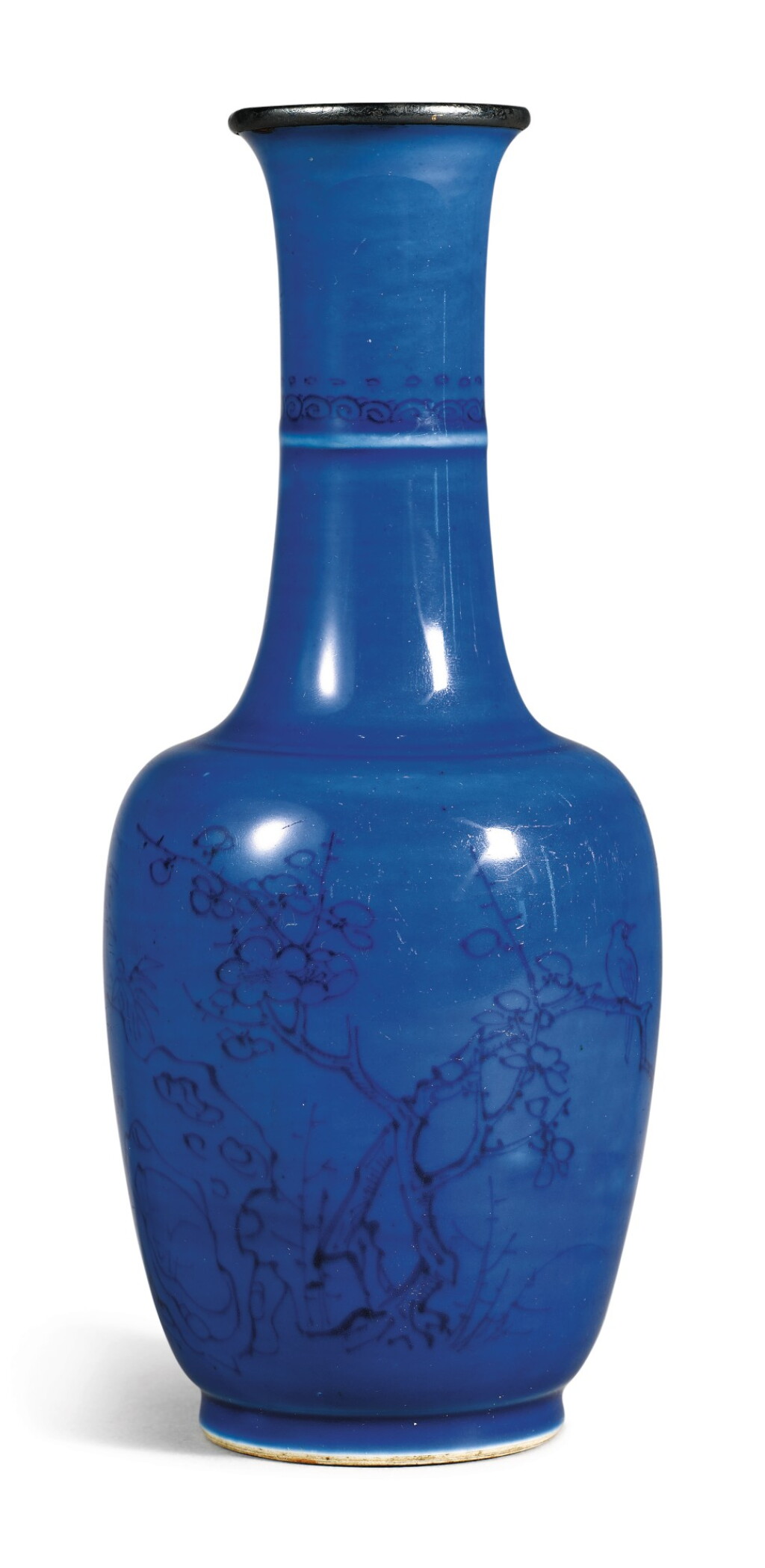 View full screen - View 1 of Lot 529. A blue-glazed underglaze-blue-decorated vase, Qing dynasty, Kangxi period.