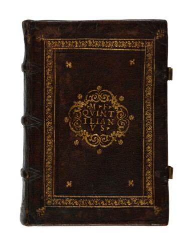 View full screen - View 1 of Lot 258. Quintilianus, Institutionum oratorium libri XII, Lyon, 1538, Roman goatskin for Luis I de Torres.