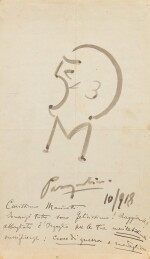 Paroliberist portrait of Marinetti. On a letter by Francesco Cangiullo to Marinetti