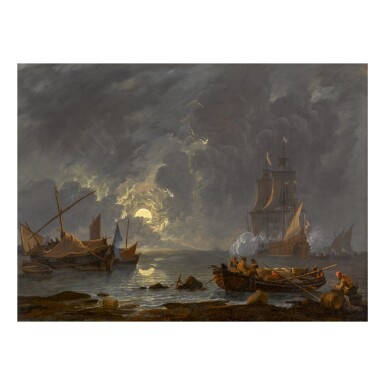 View full screen - View 1 of Lot 28. LIEVE PIETERSZ. VERSCHUIER | SHIPS IN MOONLIGHT.