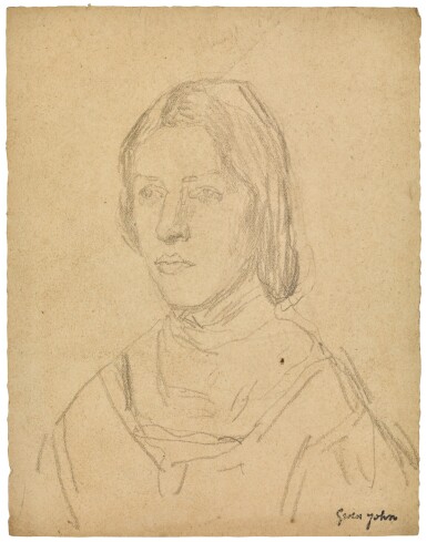 View full screen - View 1 of Lot 126. GWEN JOHN | BUST-LENGTH PORTRAIT OF YOUNG WOMAN IN PINAFORE.