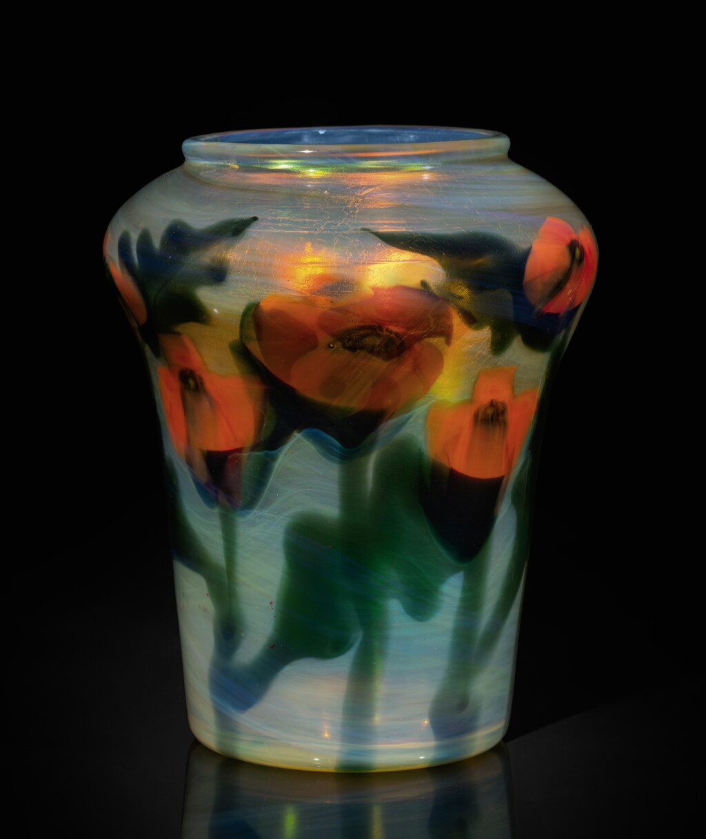 View full screen - View 1 of Lot 427. TIFFANY STUDIOS | "POPPY" PAPERWEIGHT VASE.