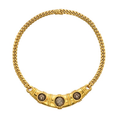 View full screen - View 1 of Lot 28. Gold and Ancient Coin 'Monete' Necklace.