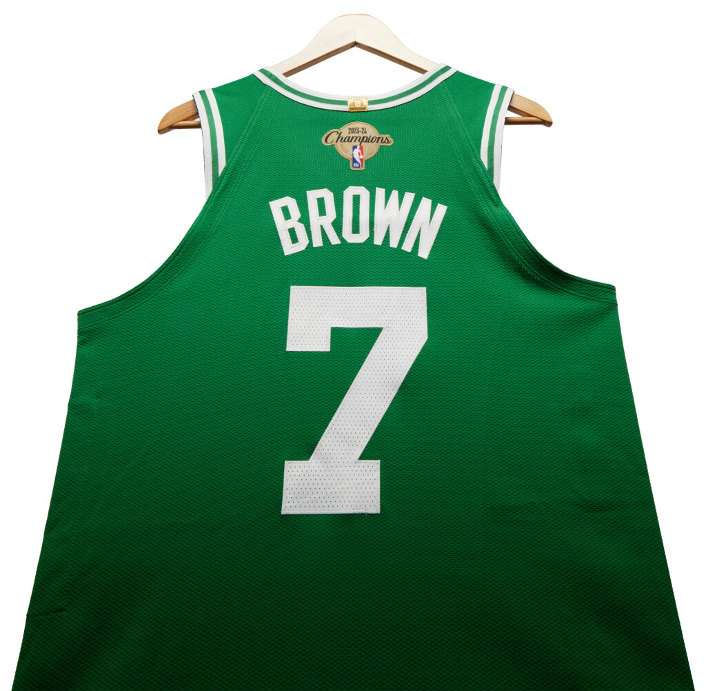 View full screen - View 1 of Lot 6. Jaylen Brown Boston Celtics 2024-2025 Kia NBA Tip-Off Game Worn Icon Edition Jersey | Tied NBA Team Record For 3s Made in a Game.