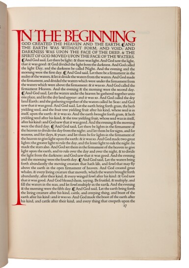 View full screen - View 1 of Lot 176. The Doves Press | The English Bible, 1903–1905, 5 volumes.