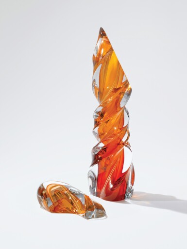 View full screen - View 1 of Lot 161. Harvey K. Littleton, "Amber Rotation".