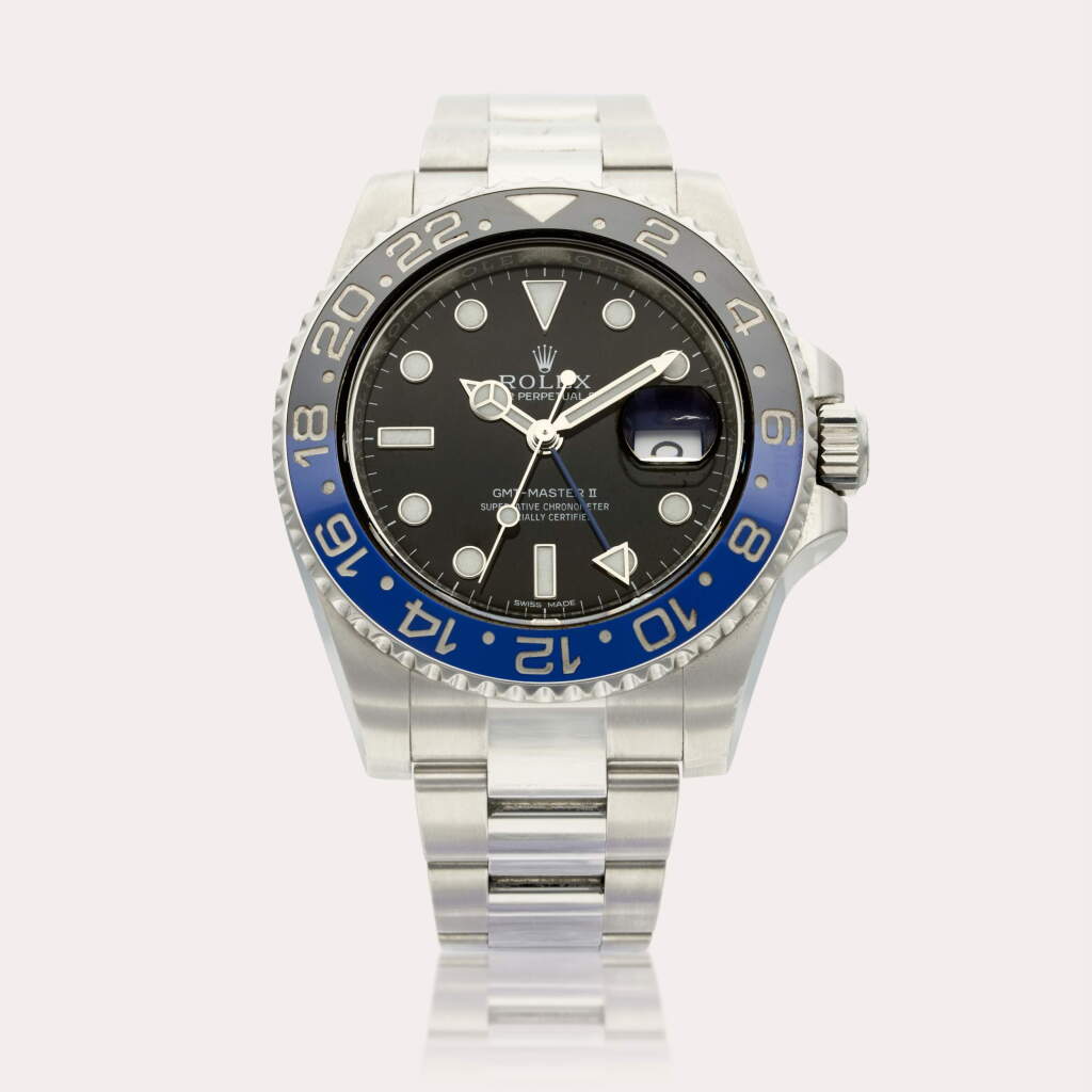 View full screen - View 1 of Lot 216. Reference 11670BLNR GMT-Master II 'Batman' | A stainless steel automatic dual time wristwatch with date and bracelet, Circa 2015.