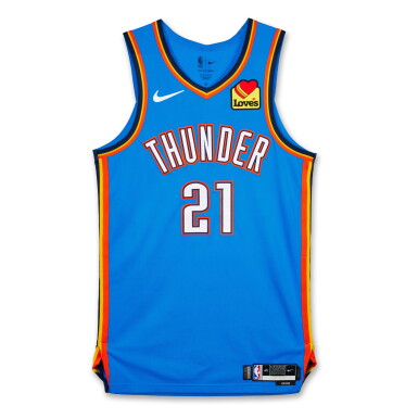 View full screen - View 1 of Lot 65. Aaron Wiggins Oklahoma City Thunder 2026 NBA Playoffs Western Conference Round 1 Game Worn Icon Edition Jersey | Game 1.