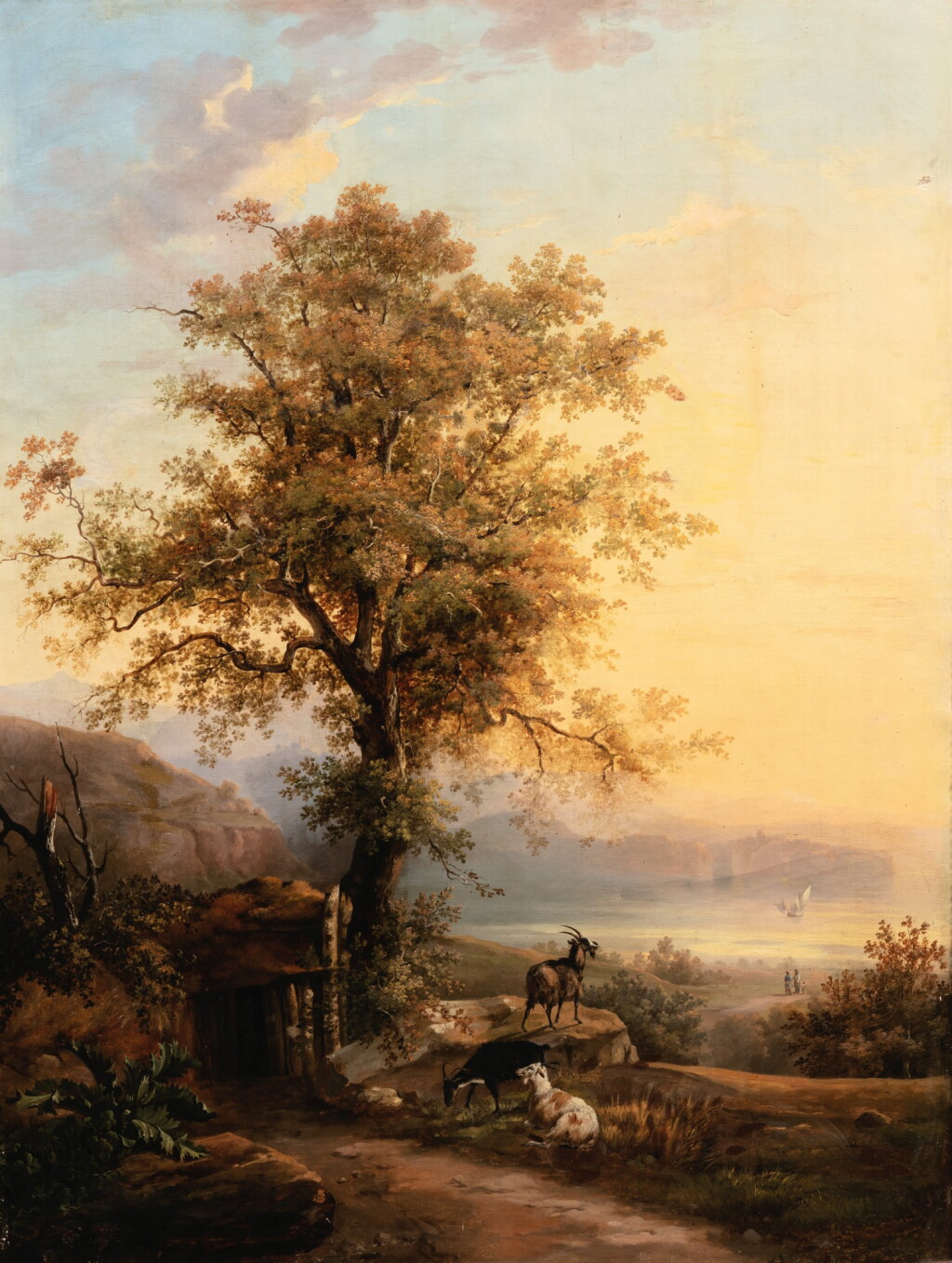 View full screen - View 1 of Lot 163. Landscape with goats; Landscape with a calvary.