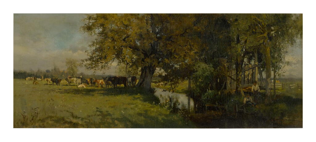 Voir en plein écran - Voir 1 du lot 38. WILLIAM STARBUCK MACY | LANDSCAPE WITH COWS.