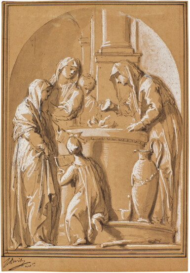 View full screen - View 1 of Lot 124. Vestal Virgins sacrificing at an altar.