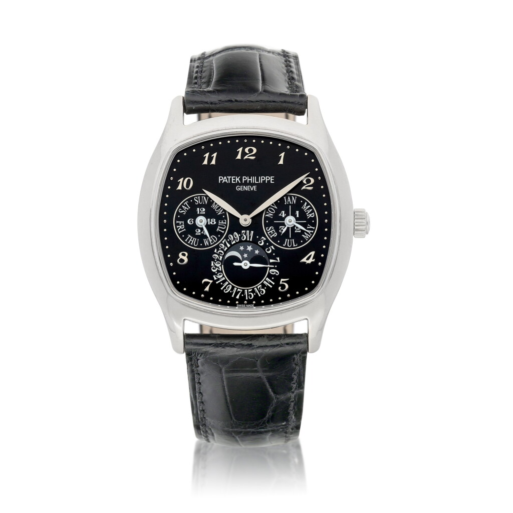 View full screen - View 1 of Lot 2305. Reference 5940 | A white gold perpetual calendar wristwatch with day, date, moon phases, 24 hours and leap year indication, Circa 2016 | 百達翡麗 | 型號 5940 | 白金萬年曆腕錶,備日期、星期、月相、24小時及閏年顯示,約2016年製.